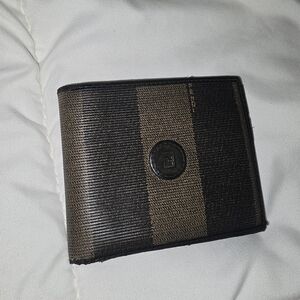 Fendi Striped Black and Brown Wallet
